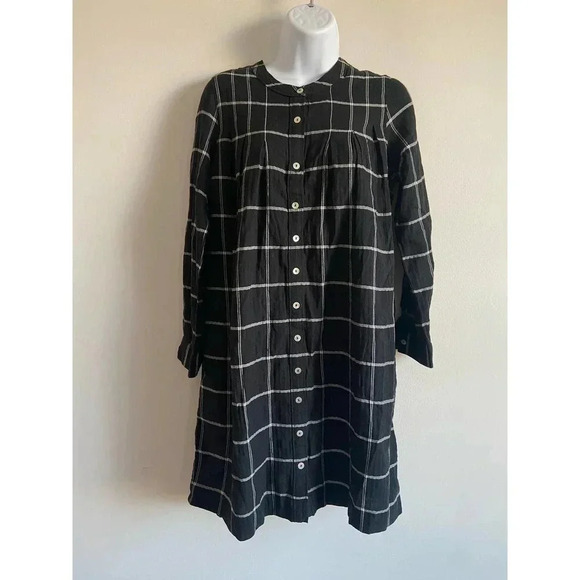Madewell Collarless Shirtdress in Windowpane - Picture 1 of 5
